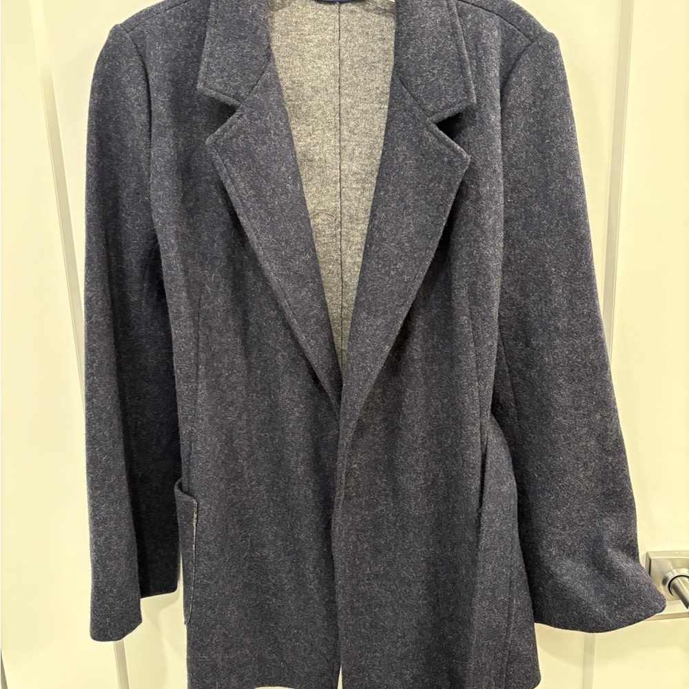 Boden Navy Double Faced Wool Belted Wrap Jacket Size 6 - Picture 5 of 16